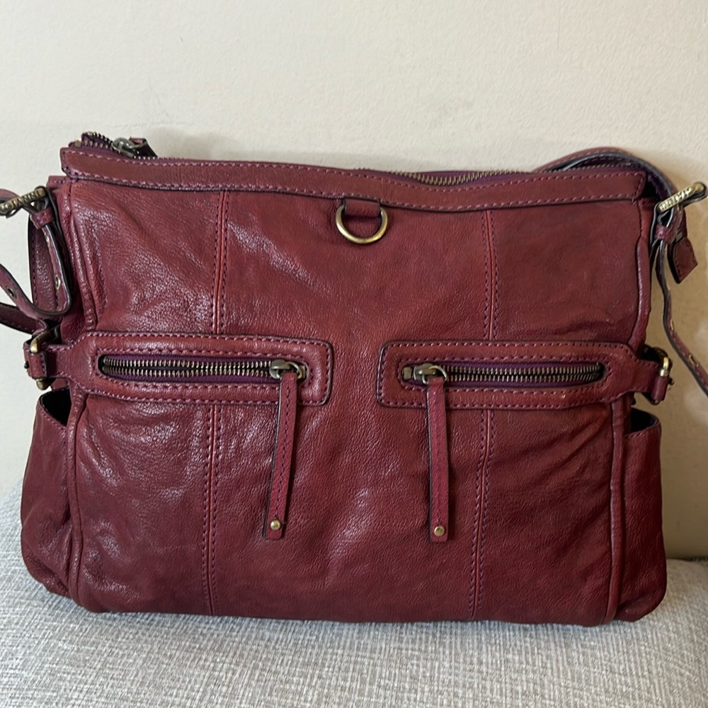 Gianni Bini Burgundy Leather Large Hobo‎ Shoulder Bag